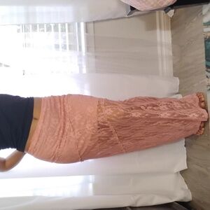 Pink Lace Maxi Skirt